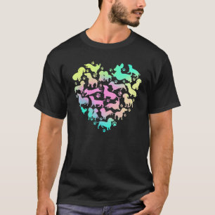 Dachshund Heart Colourful Doxie Sausage Dogs Valen T-Shirt