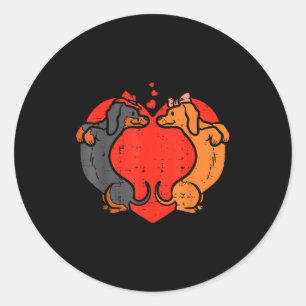 Dachshund Heart Cute Valentines Day Pet Dog Lover  Classic Round Sticker