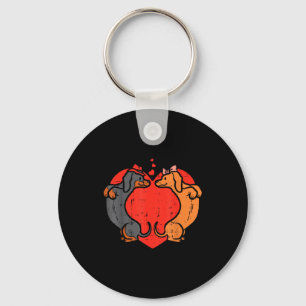Dachshund Heart Cute Valentines Day Pet Dog Lover Keychain