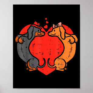 Dachshund Heart Cute Valentines Day Pet Dog Lover Poster