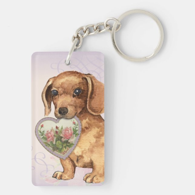 Dachshund Heart Mom Keychain (Back)