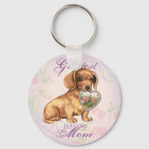 Dachshund Heart Mom Keychain