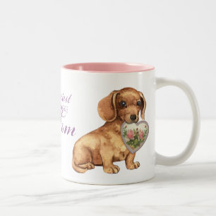 Dachshund Heart Mom Two-Tone Coffee Mug