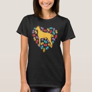 Dachshund Heart Puzzle Piece Autism Awareness Mont T-Shirt