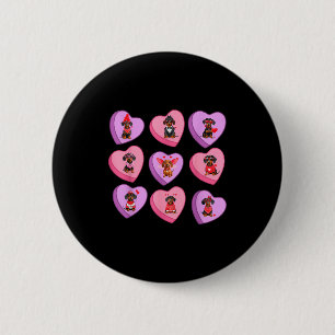 Dachshund Hearts Candy Valentines Weiner Dog Pet L 2 Inch Round Button