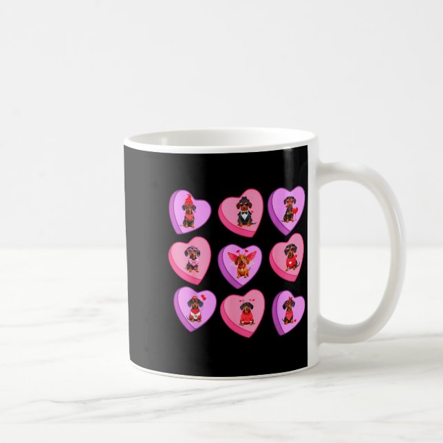 Dachshund Hearts Candy Valentines Weiner Dog Pet L Coffee Mug (Right)