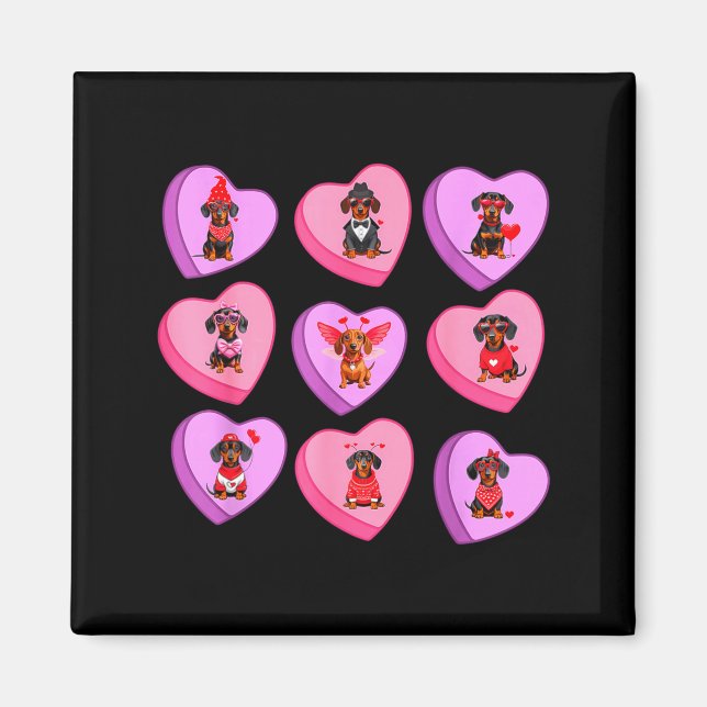 Dachshund Hearts Candy Valentines Weiner Dog Pet L Magnet (Front)
