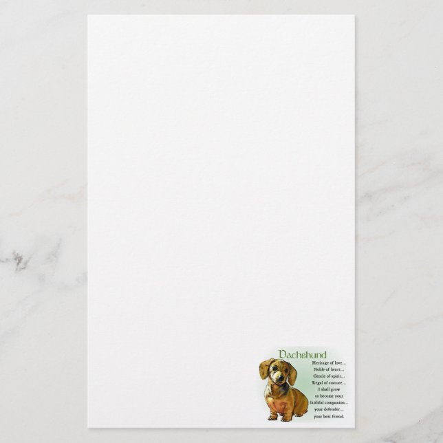 Dachshund Heritage of Love Stationery (Front)