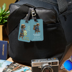 Dachshund Hiker Personalized  + Hi it' Me bag Luggage Tag