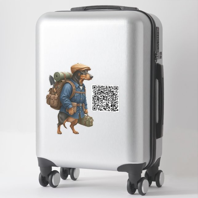 Dachshund Hiker + QR Code (Suitcase)