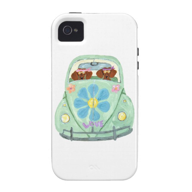 Dachshund Hippies In Their Flower Love Mobile Case-Mate iPhone Case (Back)