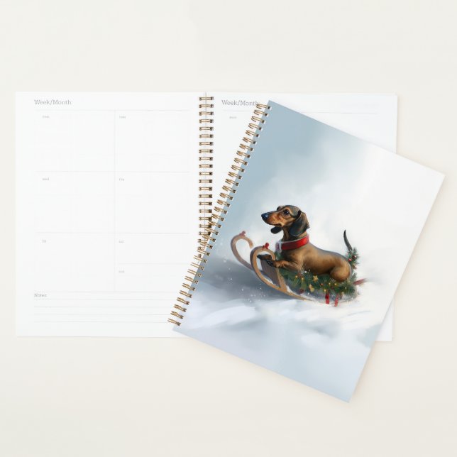 Dachshund hiver neige de Noël (Devant avec enveloppe)