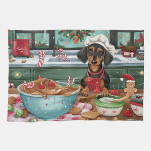Dachshund Holiday Baking: Festive Christmas  Kitchen Towel