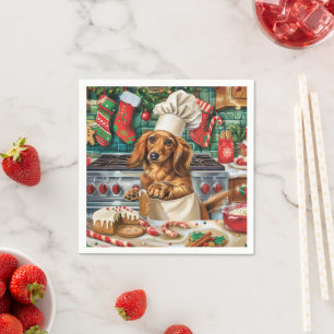Dachshund Holiday Baking: Festive Christmas Napkin