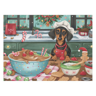 Dachshund Holiday Baking: Festive Christmas  Tablecloth