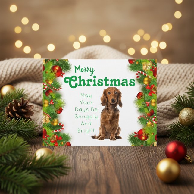 Dachshund  holiday postcard (Dachshund Holiday Postcard)