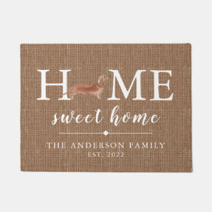 Dachshund Home Sweet Home Personalized Doormat