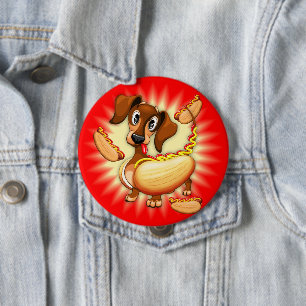 Dachshund Hot Dog 4 Inch Round Button