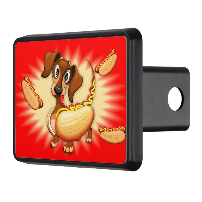 Dachshund Hot Dog Cute Character Trailer Hitch Cover (Left)
