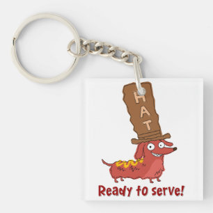 Dachshund Hot Dog Pun Keychain