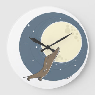 Dachshund howling at the moon large clock