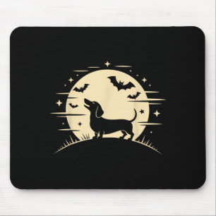 Dachshund Howling Full Moon Halloween Costume Dog Mouse Pad