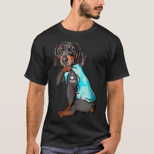 Dachshund I Love Mom Funny Dachshund Tattooed T-Shirt