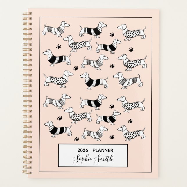 Dachshund illustrated Dog lovers 2025 Planner (Front)