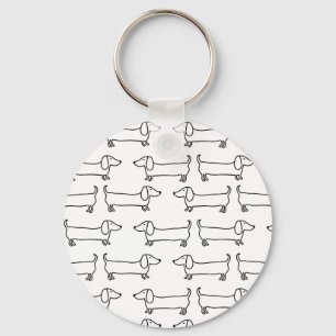 Dachshund in black-white keychain