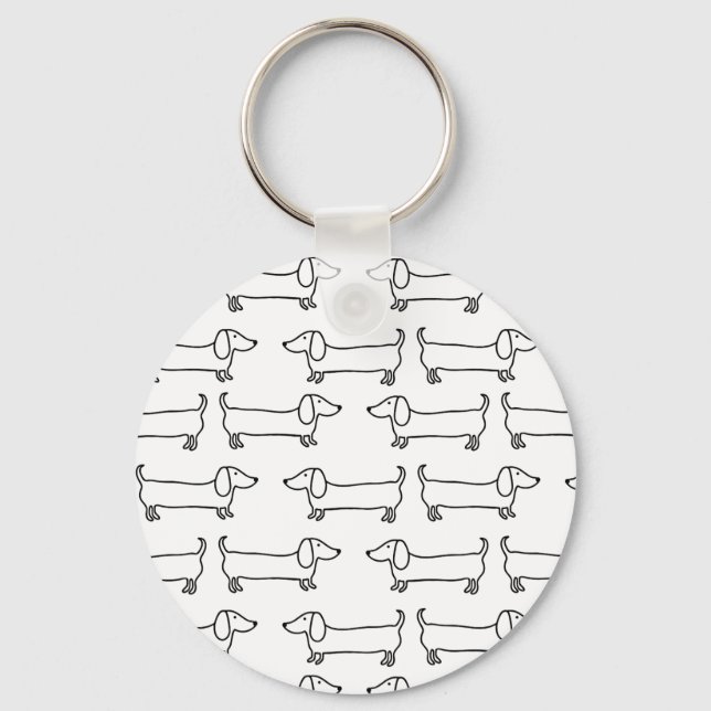 Dachshund in black-white keychain (Front)