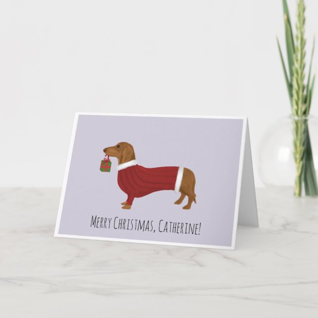 Dachshund in Christmas Jumper Holiday Card (Front)