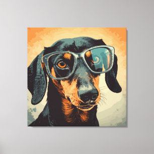 Dachshund in Glasses Canvas Print