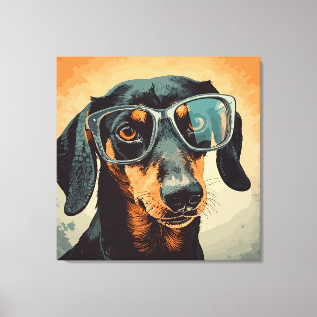 Dachshund in Glasses Canvas Print (Front)