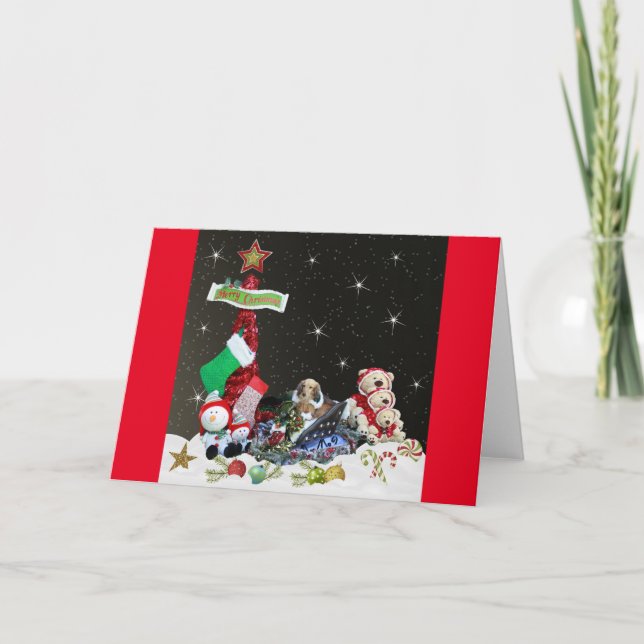 Dachshund in her Christmas Sleigh Holiday Card (Front)