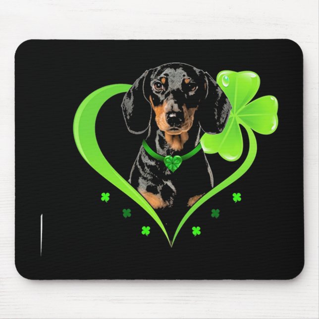 Dachshund In Shamrock Heart Mouse Pad (Front)