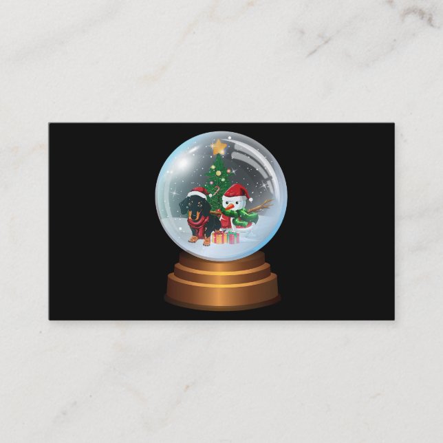 Dachshund in Snowball Weinerful Christmas Doxie Lo Business Card (Front)