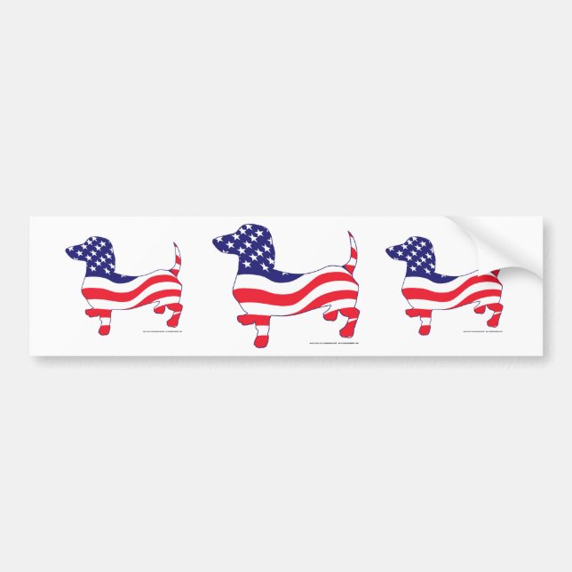 Dachshund in the American Flag Bumper Sticker (Front)
