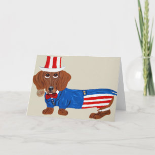 Dachshund In Uncle Sam Suit Card