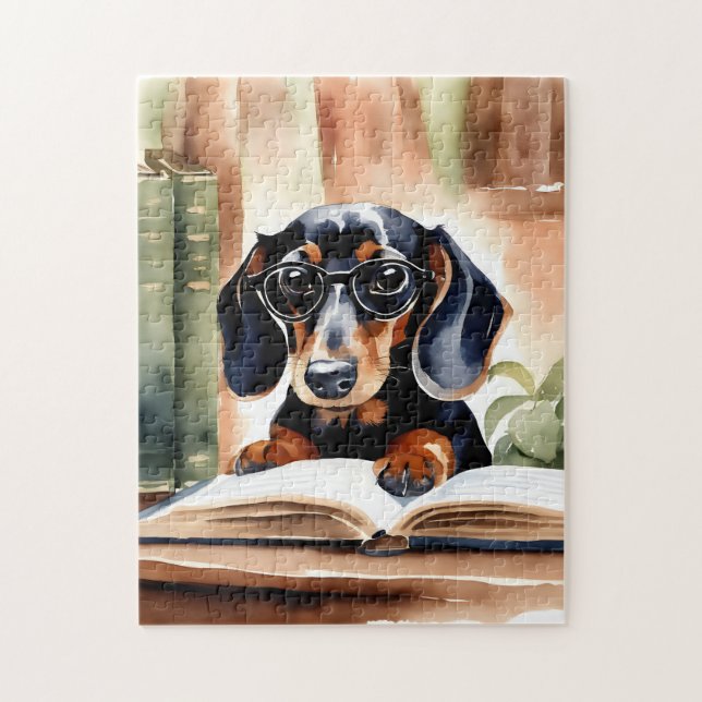 Dachshund in Watercolor Art Jigsaw Puzzle (Vertical)