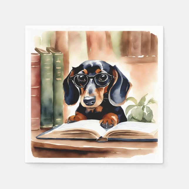 Dachshund in Watercolor Art Napkin (Front)