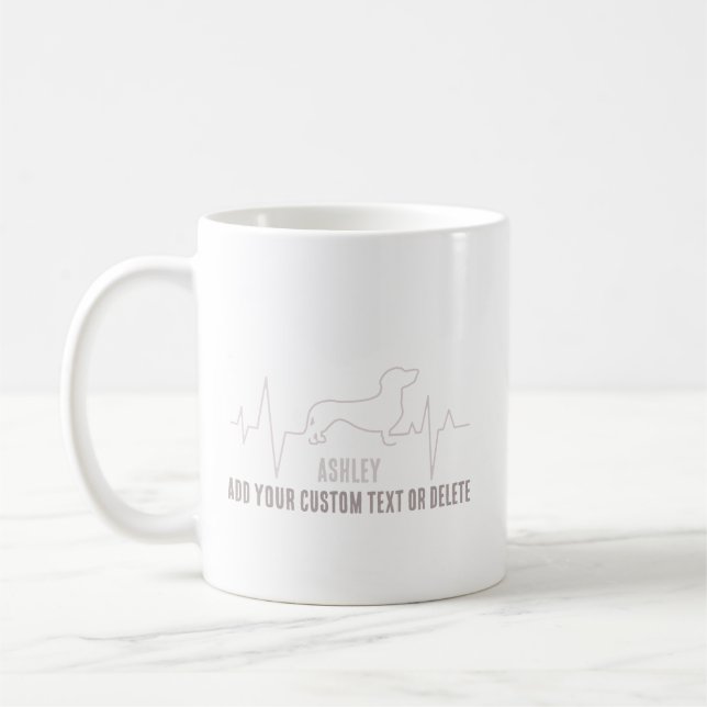 Dachshund is Heartbeat Cool Minimal Dog Love Coffee Mug (Left)