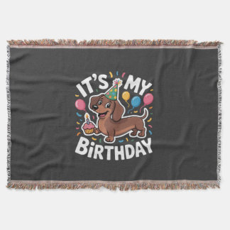 Dachshund It's My Birthday Throw Blanket