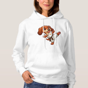 Dachshund karate martial arts high kick hoodie