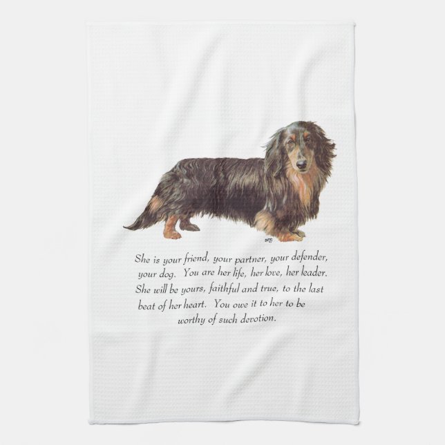 Dachshund Keepsake - Female Kitchen Towel (Vertical)
