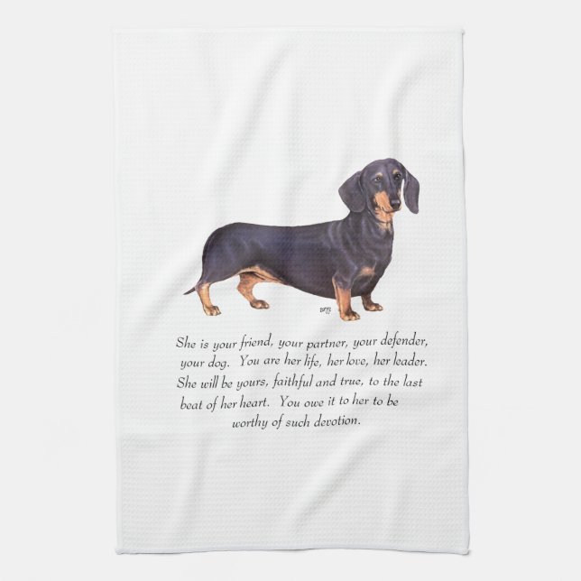 Dachshund Keepsake - Female Kitchen Towel (Vertical)