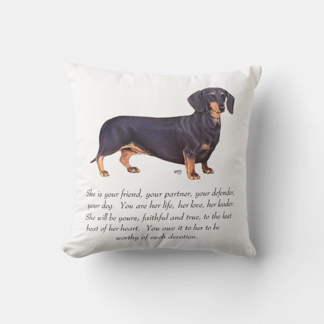 Dachshund Keepsake - Female Throw Pillow (Front)