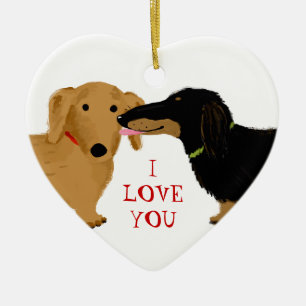 Dachshund Kiss Ceramic Ornament