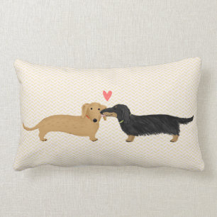 Dachshund Kiss with Heart Lumbar Pillow