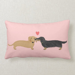 Dachshund Kiss with Heart Lumbar Pillow