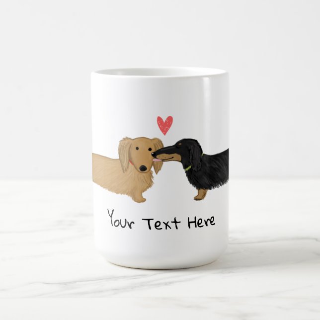 Dachshund Kiss with Heart Wiener Dogs in Love Coffee Mug (Center)